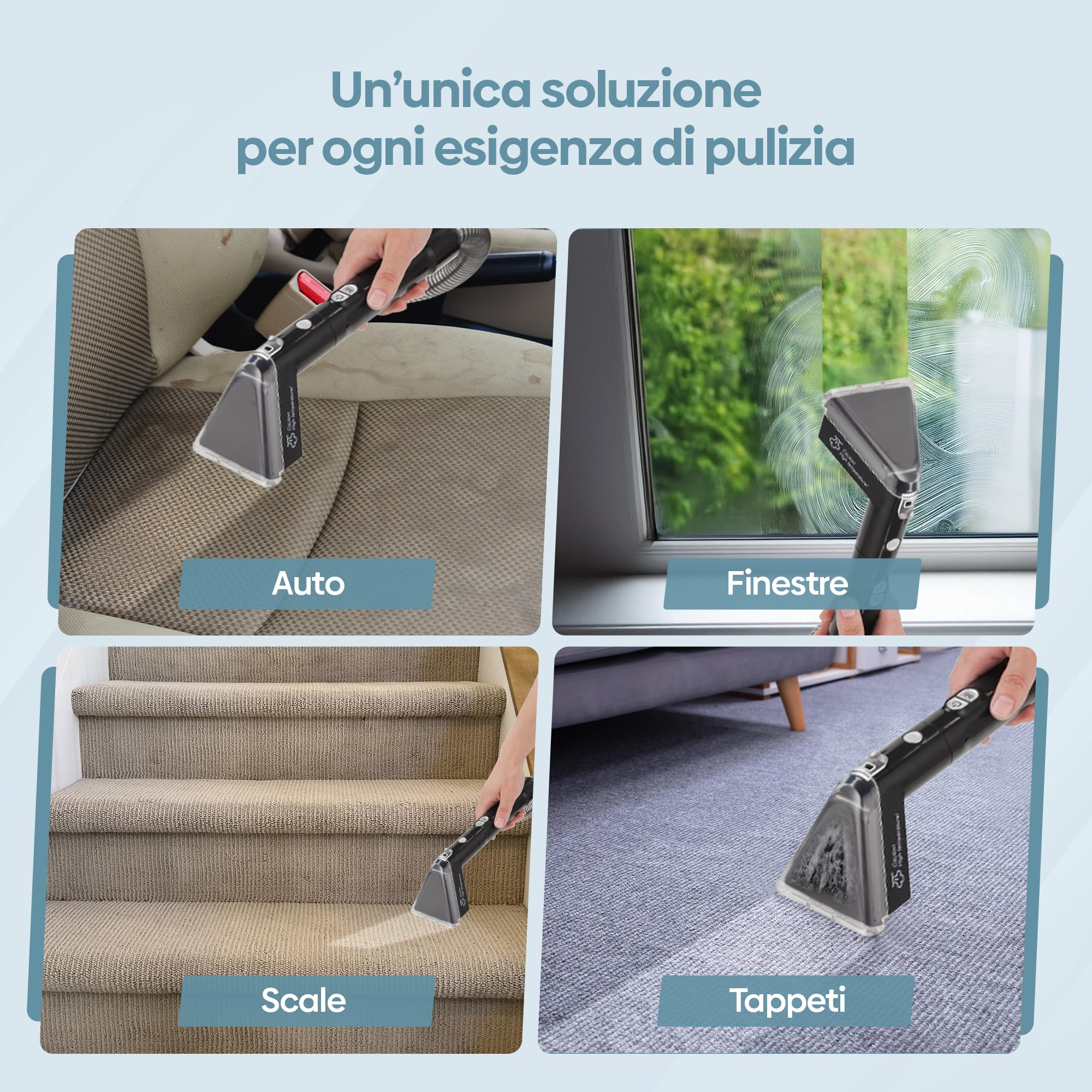 Olvy Pulitore per Tappeti PRO – Aspiratore a umido e pulitore a vapore per imbottiti – Pulitore a vapore a 100°C – Dispositivo per pulizia divani – Aspiratore per imbottiti a umido – 1650W