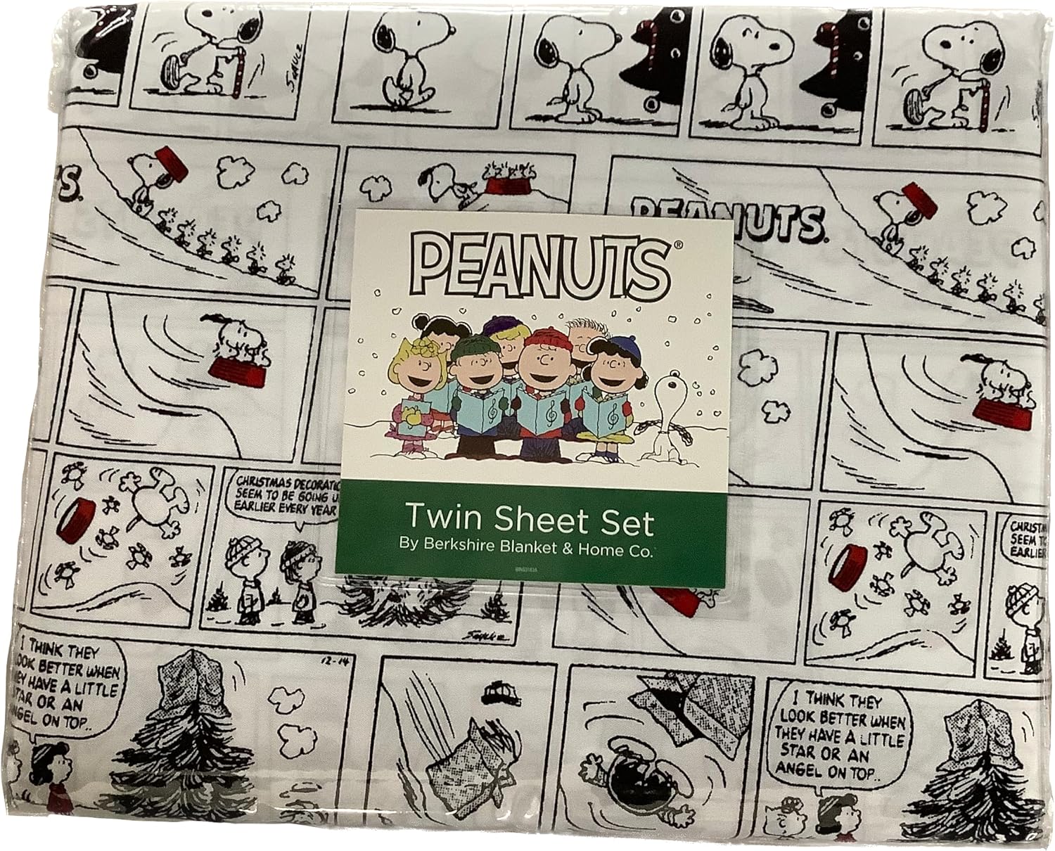 Berkshire Blanket & Home Co Peanuts Christmas Winter Themed Sheet Sets (Gray - White Snowflakes, Drinking Cocoa, Marshmallows, Queen)
