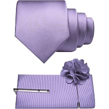 JEMYGINS Formal Necktie Solid Color Tie and Pocket Square with Tie Clip Lapel Pin Sets for Men 4PCS