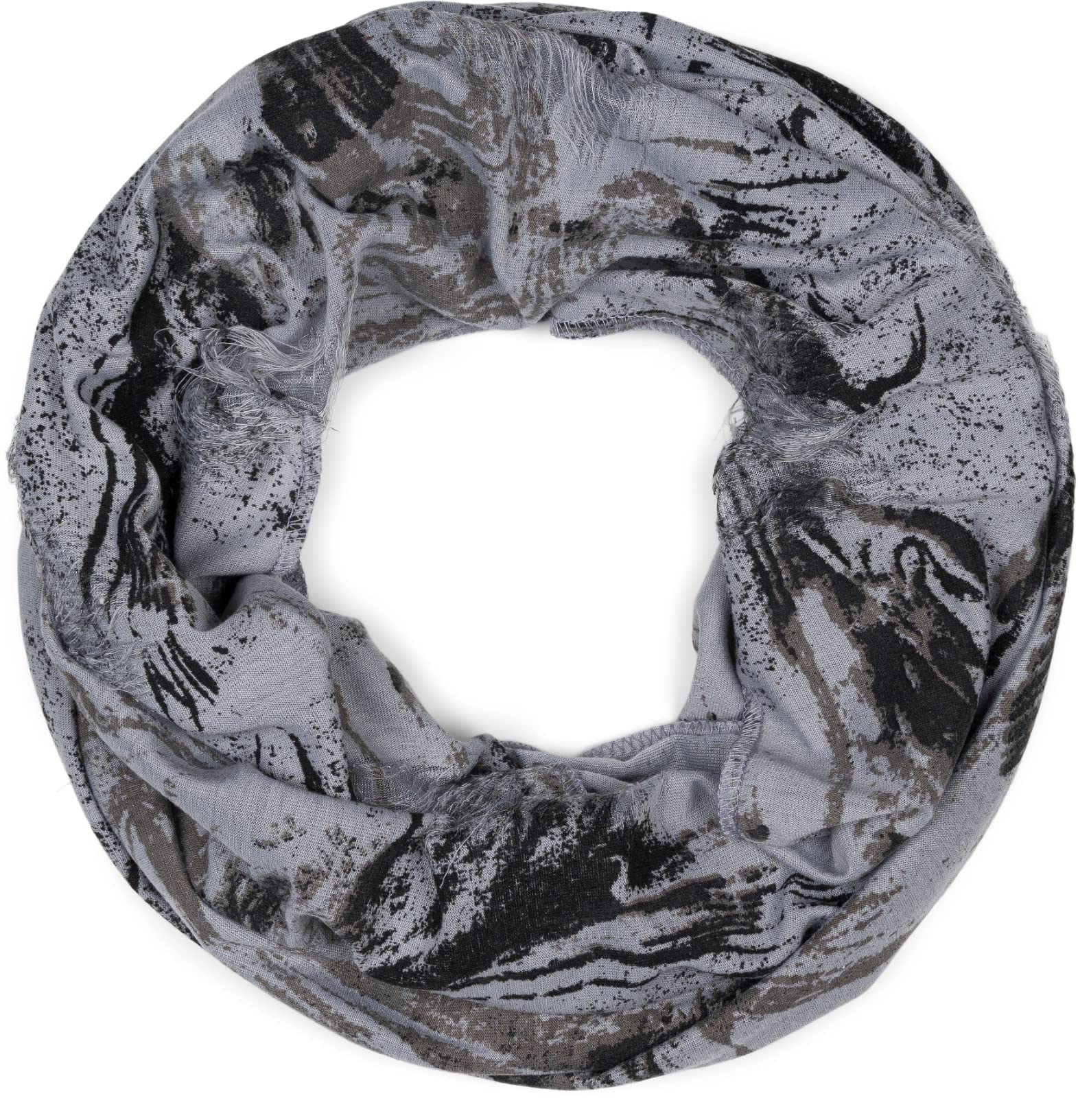 styleBREAKER patterned tube scarf in ripped vintage used look, snood, shawl, unisex 01016150, color:Light Grey