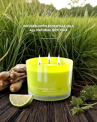 Miniatura 14 de 96NORTH Velas de soja de vainilla de lujo, vela grande en tarro de 3 mechas, hasta 50 horas de tiempo de combustión, cera de soja 100% natural, vela