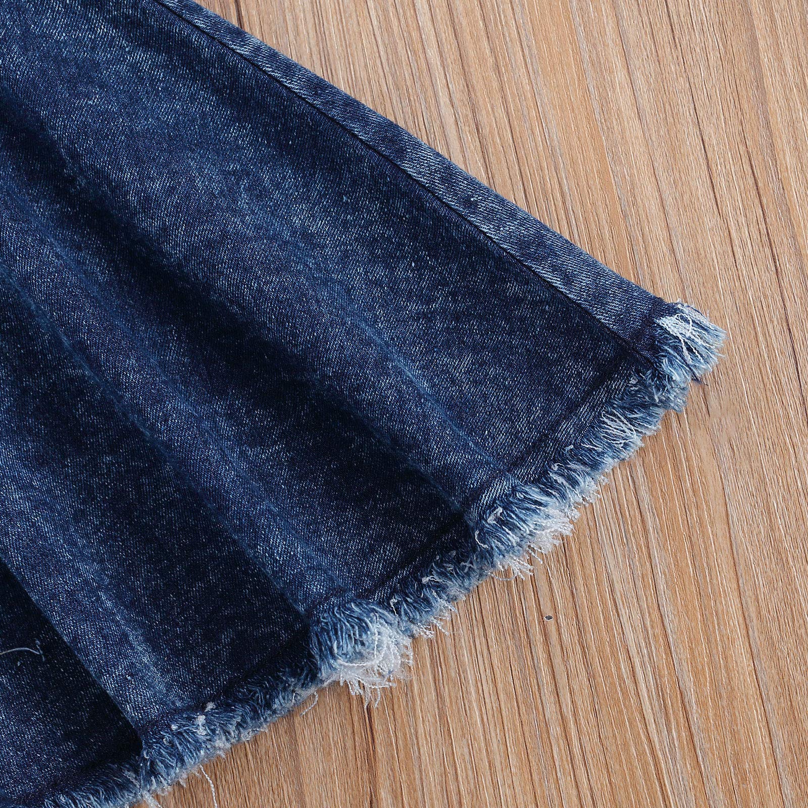 GOOCHEER Bambini Bambino Bambina Bambino Ragazza Increspato Jeans Strappati Bell Bottom Flare Pantaloni Strappati Denim Leggings Pantaloni | Pantaloni svasati per bambini, abiti autunno inverno