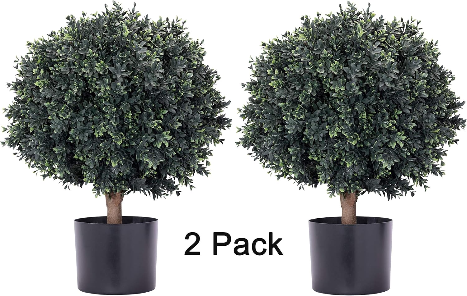Round Artificial Topiary Boxwood Tree | 2 Pack | Ball Shaped | UV Protected | Indoor/Outdoor | Potted Shrub | Artificial Tree | Boxwood Topiary |…: Kitchen & Dining