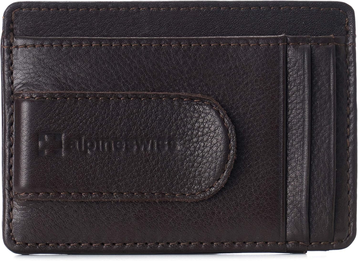 Alpine Swiss RFID Dermot Money Clip Front Pocket Wallet For Men Leather Comes in a Gift Box Brown - Image 7