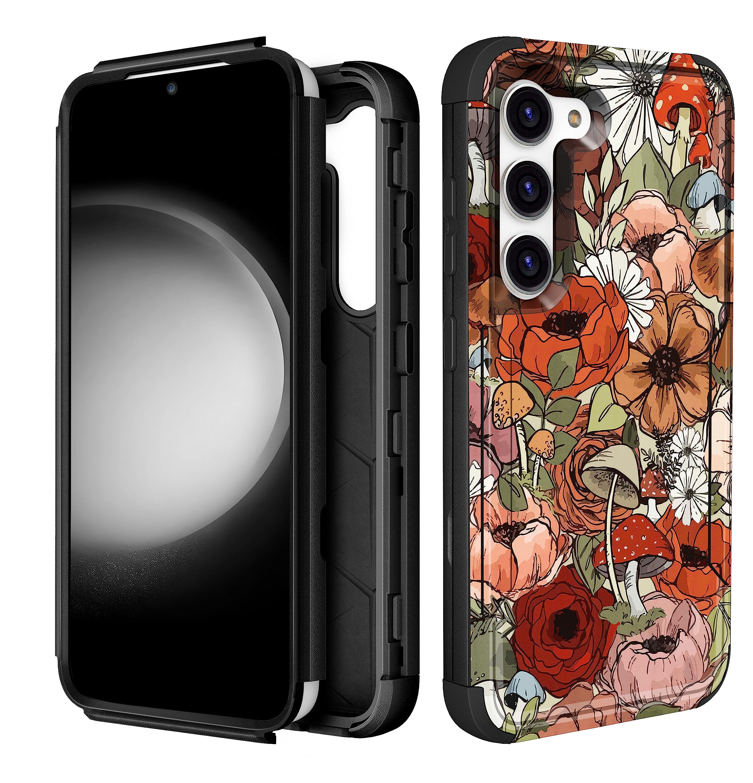 Plakill for Samsung Galaxy S23 Plus Case - Women Cute Girl Phone Cover Girly Aesthetic Unique Design Teen Kawaii Flower Mushroom Heavy Duty Protective