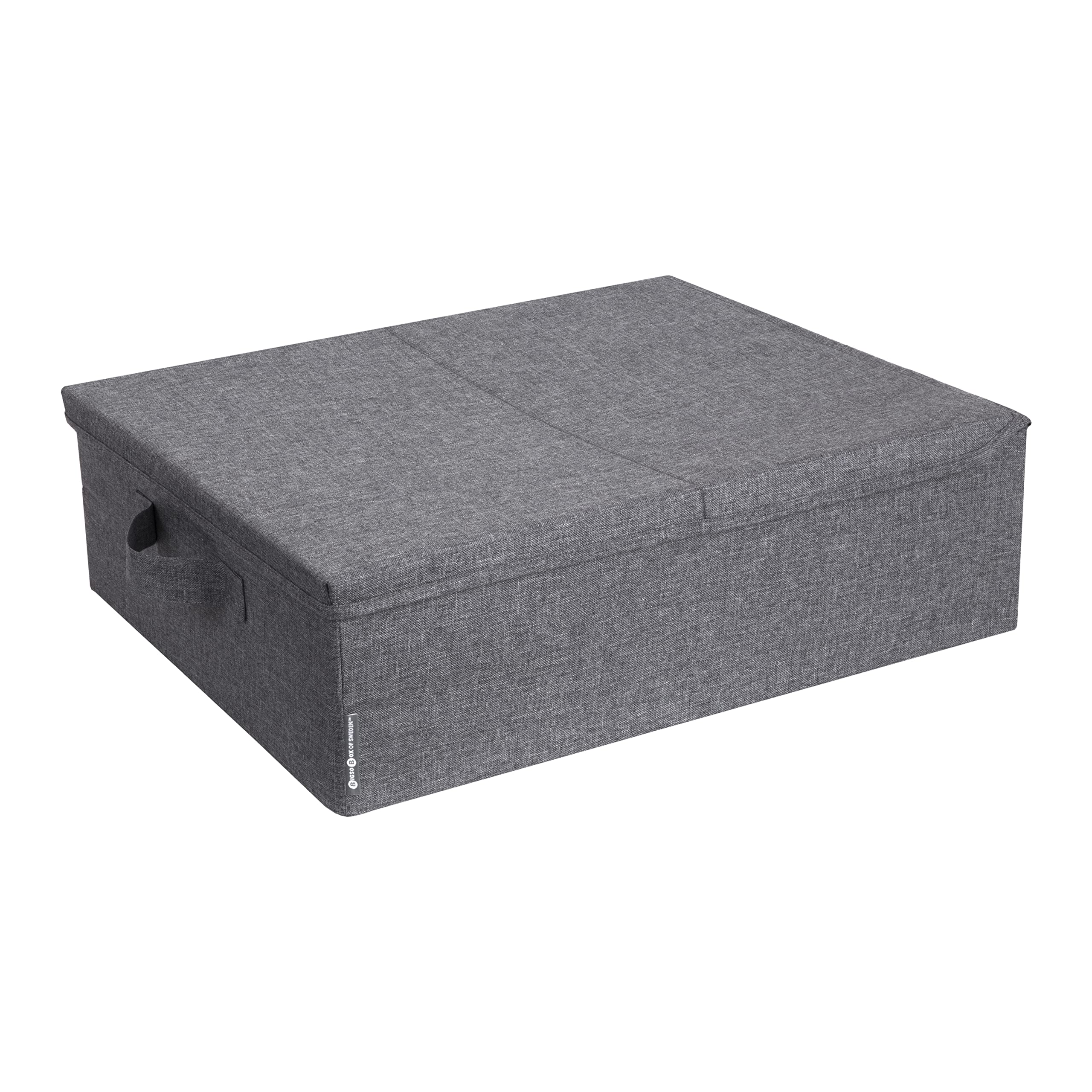 Bigso Box Of Sweden Gray Underbed Storage For Bedding And Seasonal Clothes - Space Saving Storage For Dorms And Studio Apartments - Fabric Storage Crate With 2-Part Lid - Grey