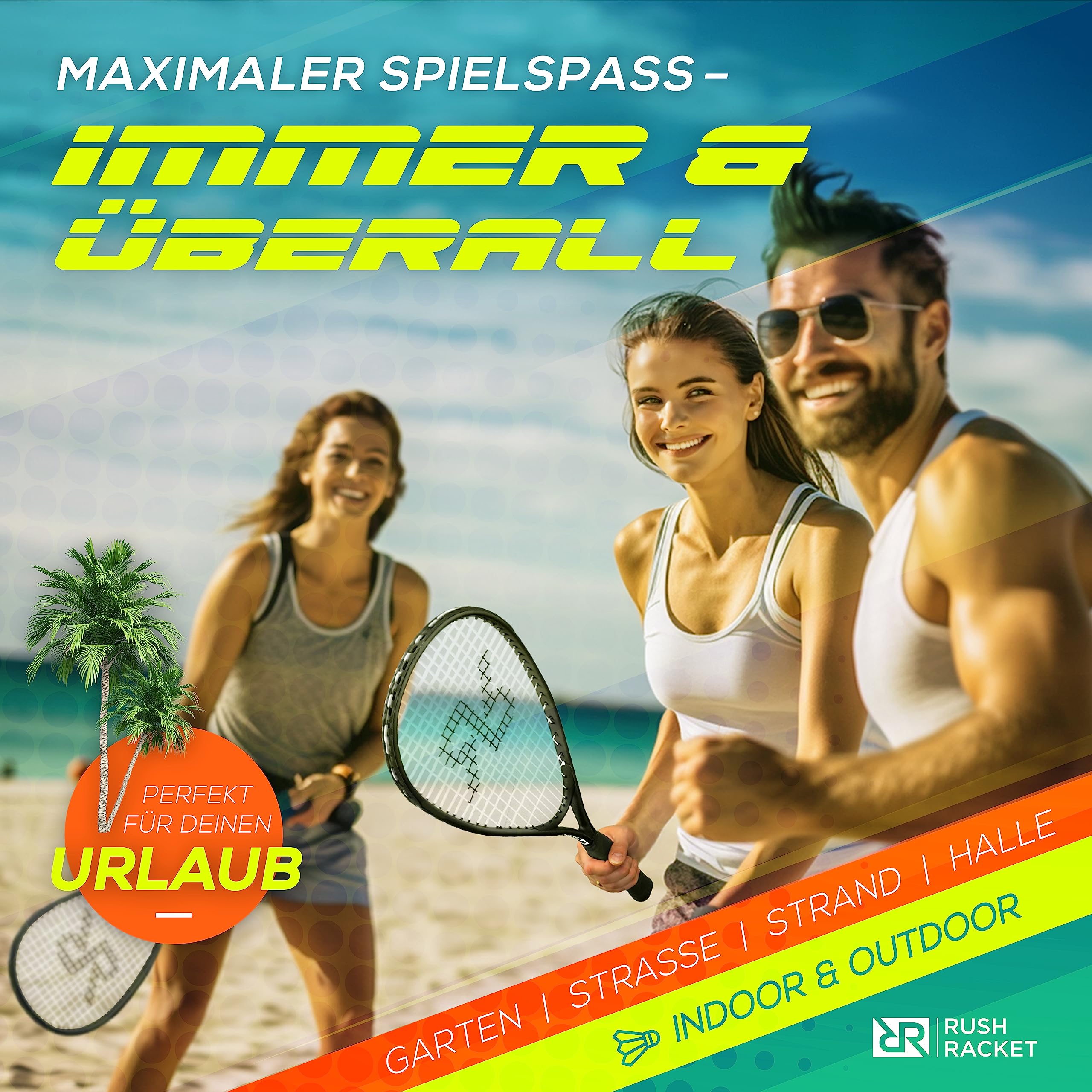 Set RS3 Speed Badminton da 5 pezzi (2 racchette, 5 volani, 1 softball, 8 marcature sul campo, 1 borsa per il trasporto), set da crossminton – Set turbo badminton (nero)