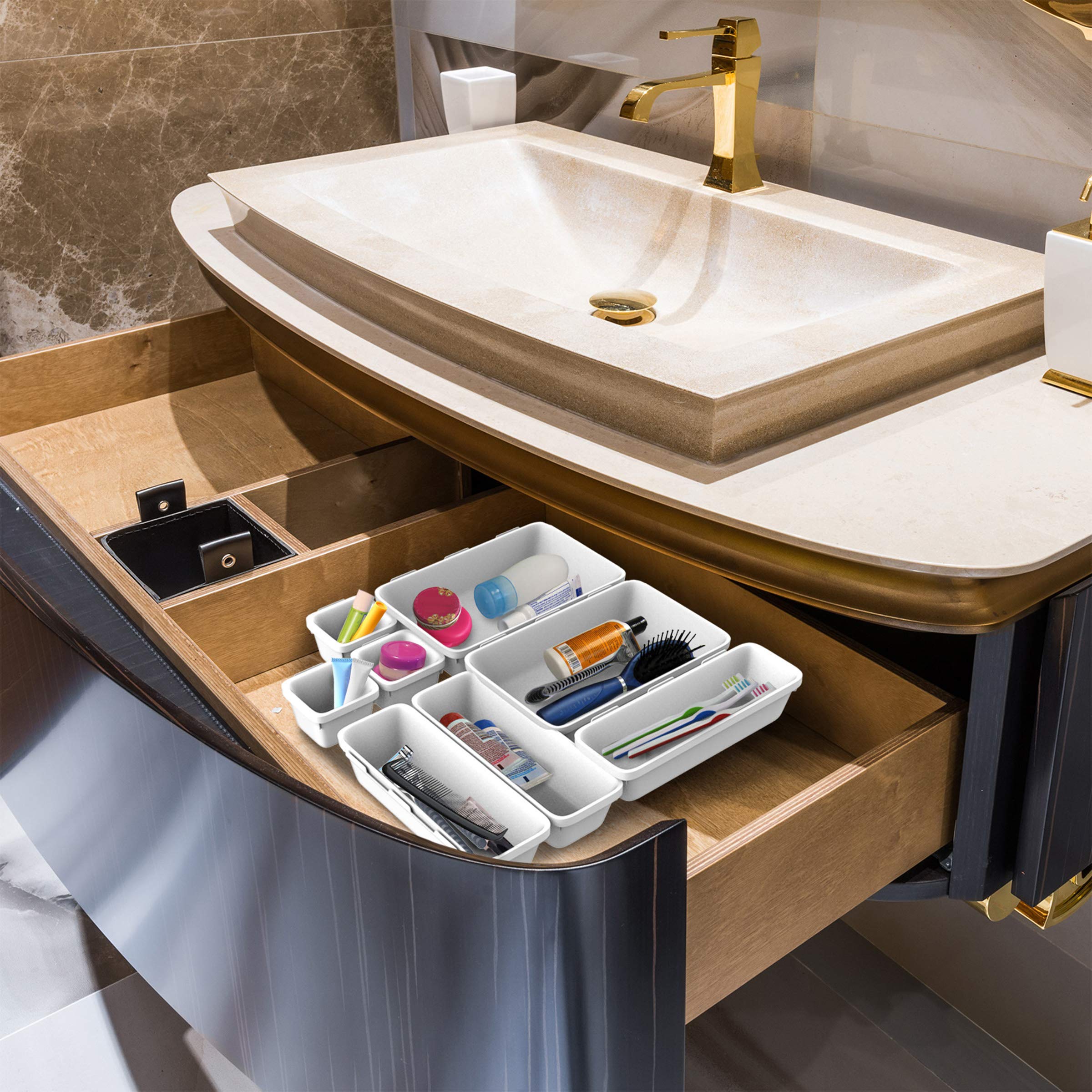 Home Lavish - Cubo organizador de 8 cajones – Ahorro de espacio de plástico modular para cocina, dormitorio, oficina y baño