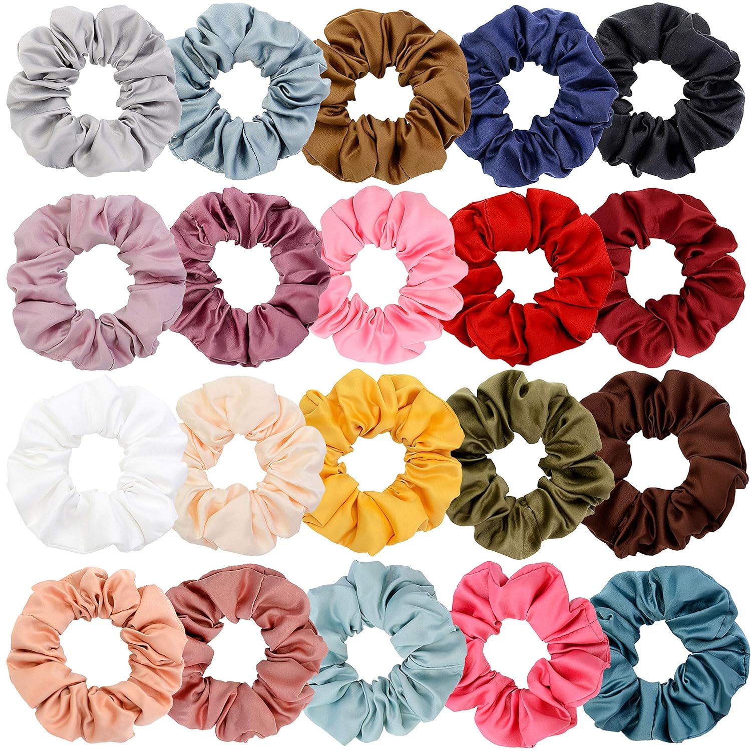 Chloven 20 Colors Large Satin Hair Scrunchies Elastic Hair Bobbles Ponytail Holder Hair Scrunchy Vintage Hair Ties Accessories for Women Girls - Amazon product rated Grade B