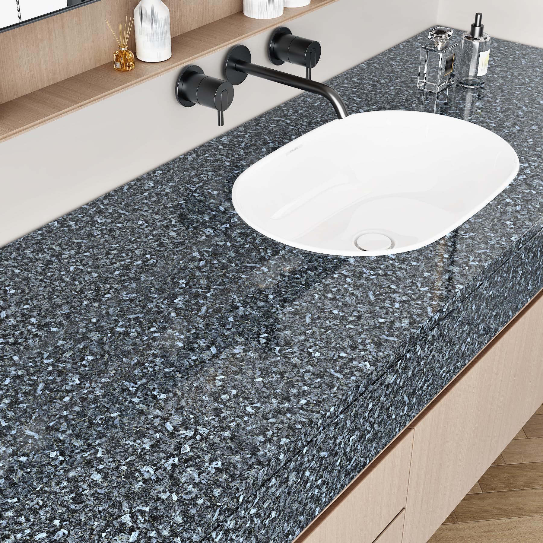 Papier peint terrazzo pour dosseret de salle de bain et armoires de cuisine