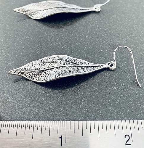 Miniatura 8 de Wavy Leaf on Sterling Silver Dangle Earrings Bohemian Boho