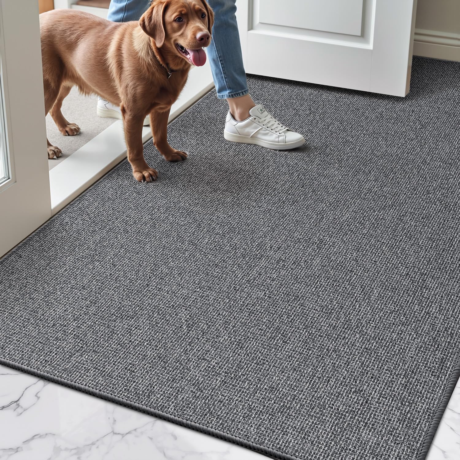 LUMI Indoor Door Mat 36"x56", Ultra Thin Low Profile Non-Slip Doormat for Home Entrance, Absorbent & Stain-Resistant Welcome Mats, Washable Entryway