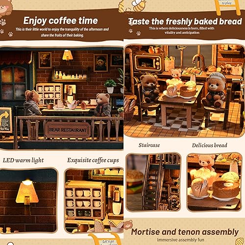 Miniatura 32 de ISSEVE Kit de rincón de libros para bricolaje, rompecabezas de madera 3D, kit de casa en miniatura para decoración de estantería, soporte mágico