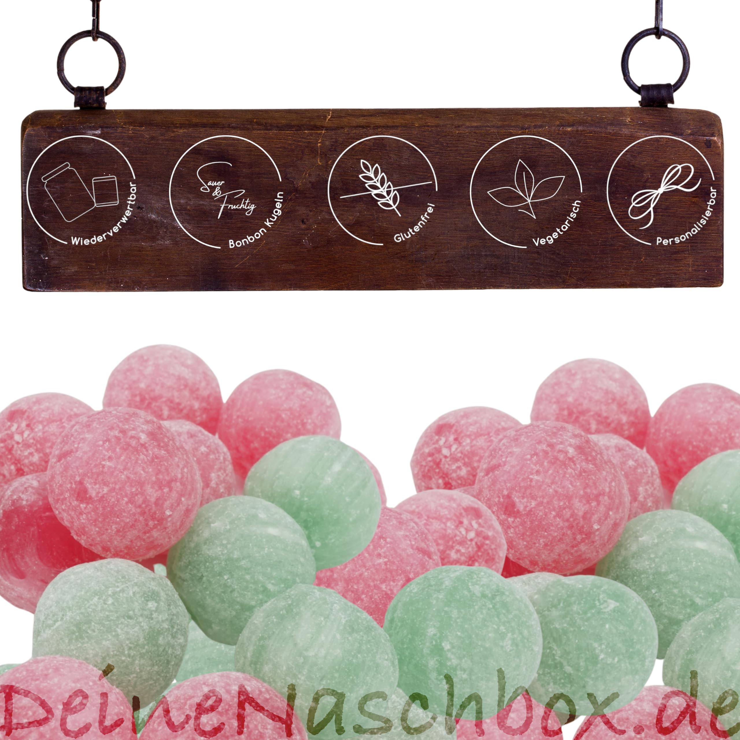 Deine Naschbox | Saure Bonbon Kugeln | 3kg Mega Pot | XXL Großpackung für Party, Candybar & als Geschenk - 2 Sorten Mix - Erdbeere & Apfel