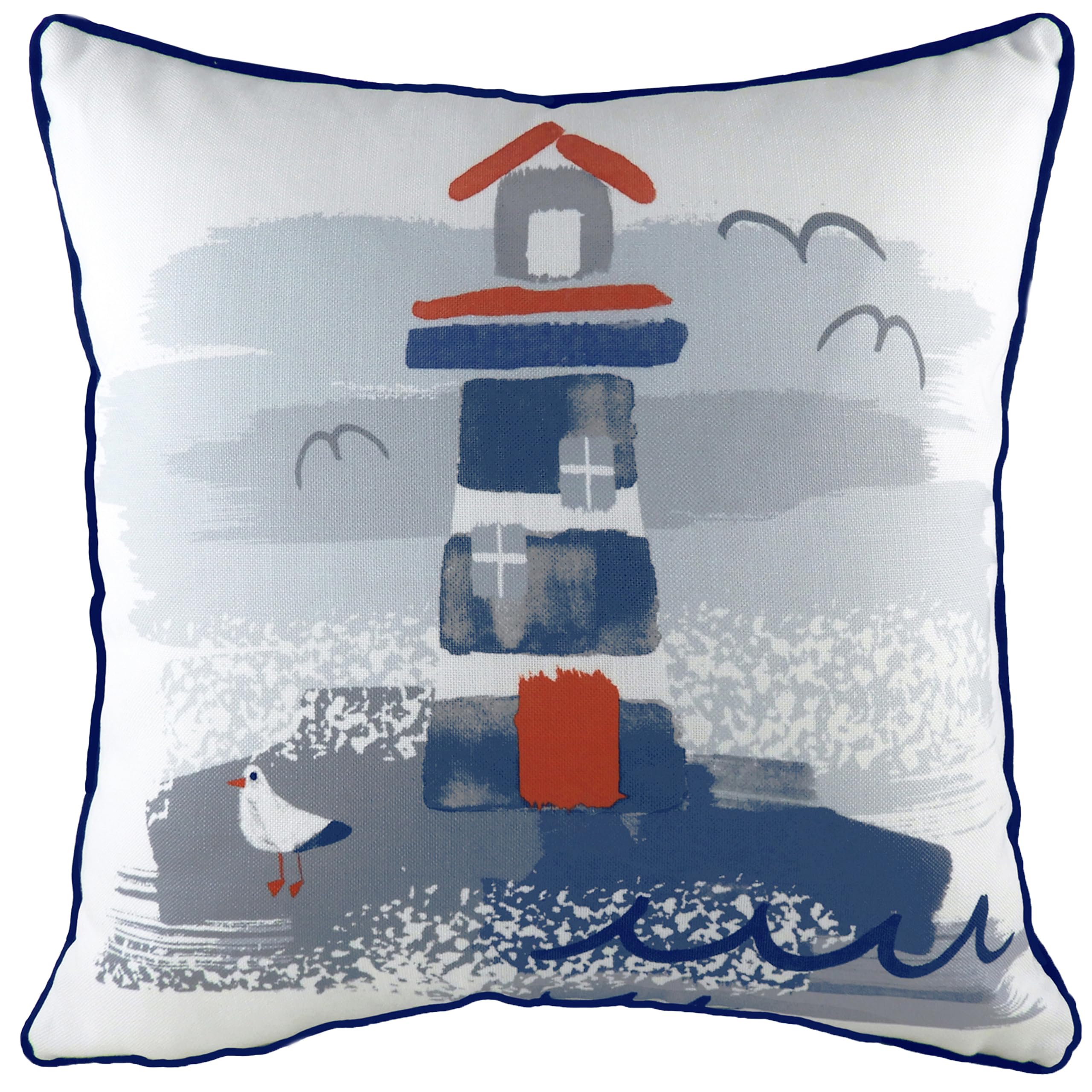 Evans Lichfield Nautical Lighthouse Piped Feather Rich Filled Cushion