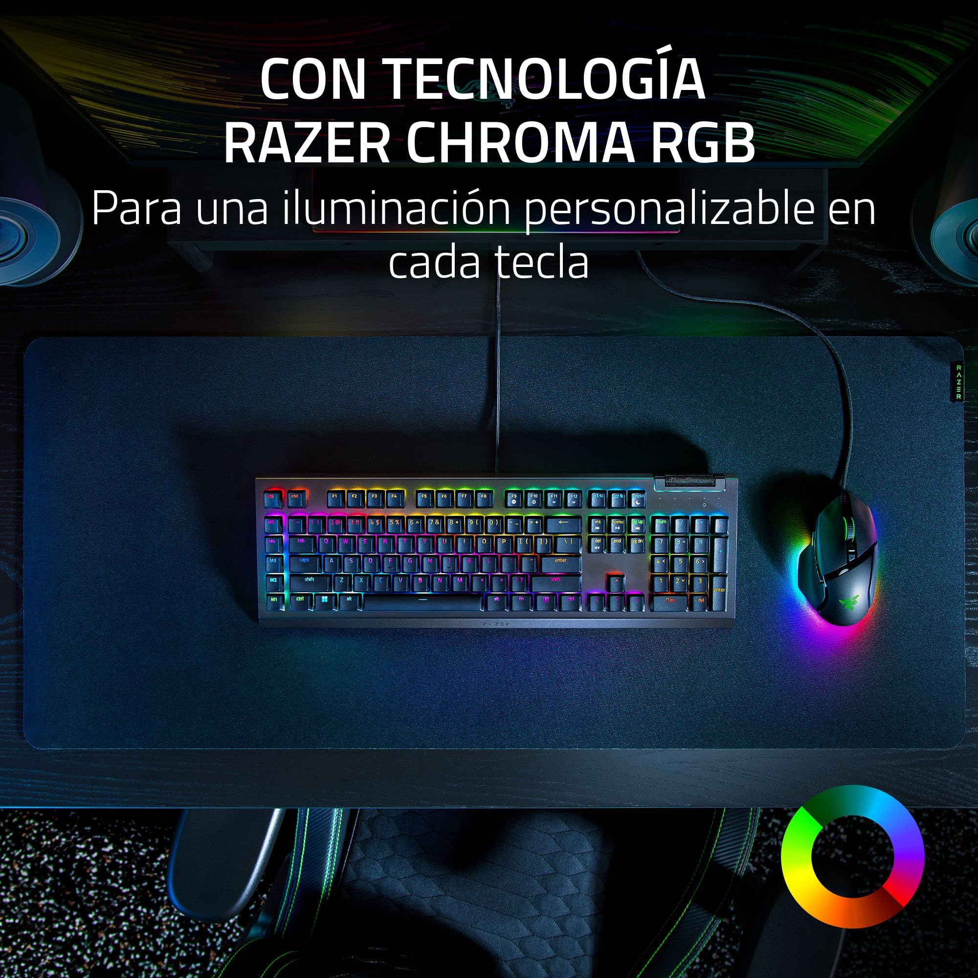 Razer BlackWidow V4 X - Teclado mecánico Gaming (Switches mecánicos Amarillos, 6 Teclas Macro dedicadas, Teclas de ABS de Doble inyección, Chroma RGB) QWERTY Teclado ES | Negro