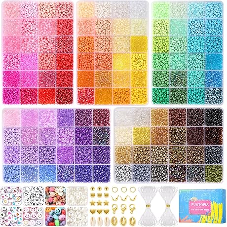 Funtopia 4mm Glass Seed Beads for Jewelry Making