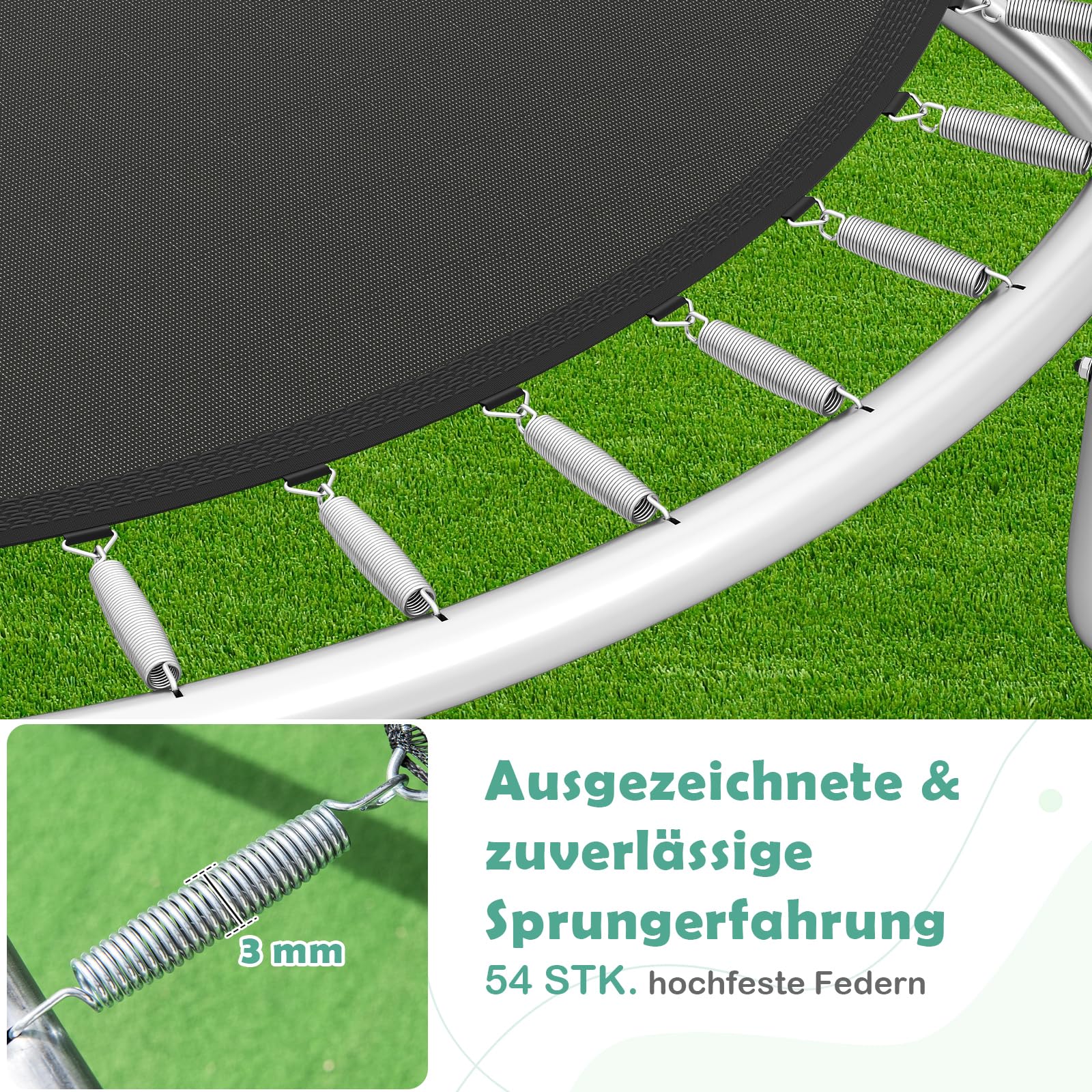 COSTWAY Ø244 cm/305 cm/366 cm Trampolin Outdoor mit Leiter, Gartentrampolin rund mit Sicherheitsnetz, Randabdeckung & Metallrahmen, Kindertrampolin Komplett Set für Kinder & Erwachsene