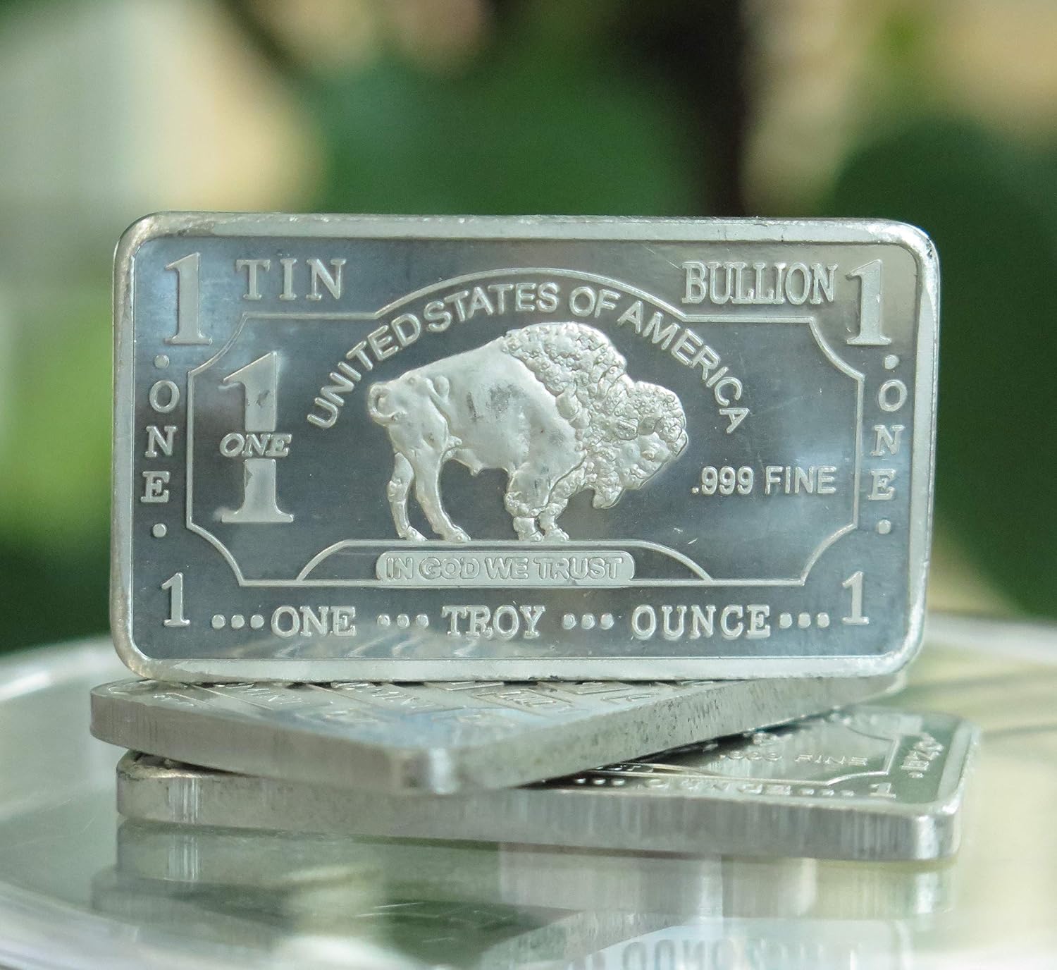 Metal Art Collection - 1 oz One Troy Ounce USA American Buffalo .999 Fine Tin Bullion Bar Sn Element