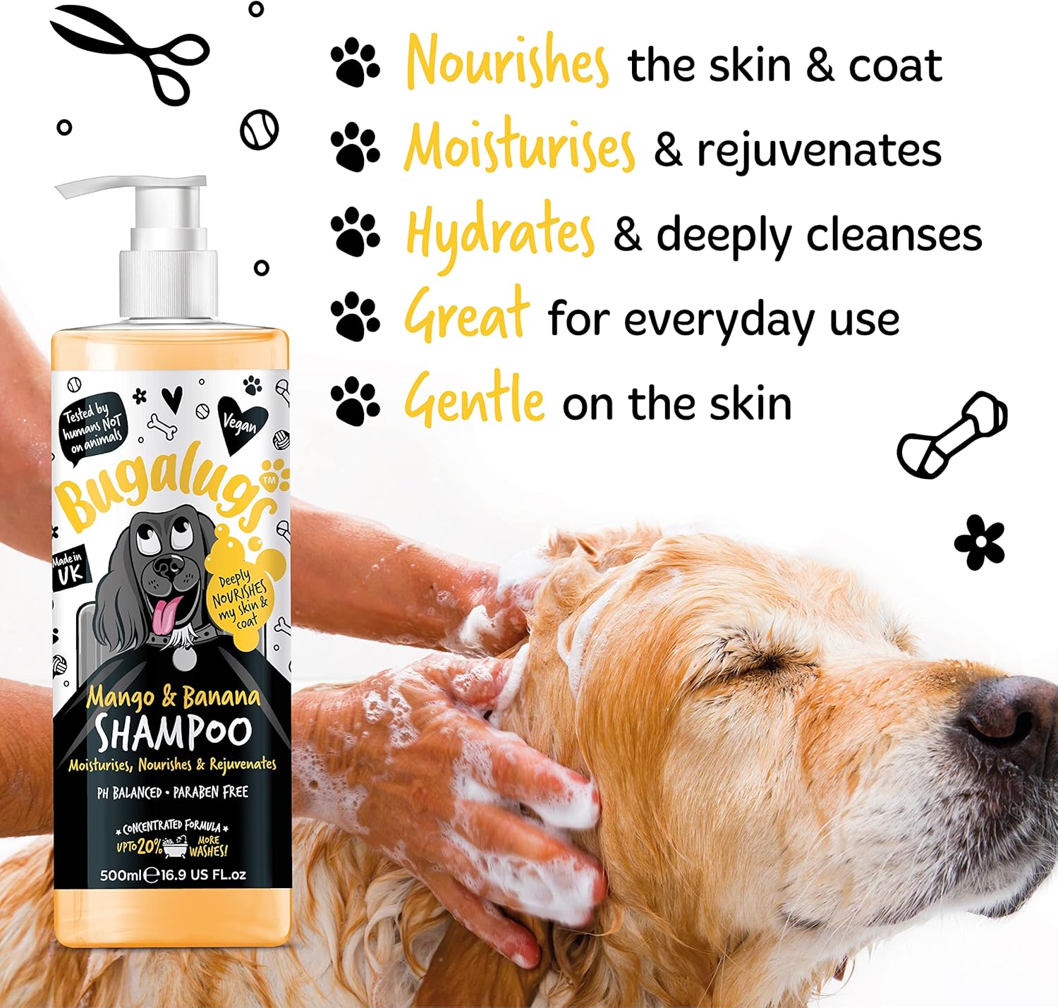BUGALUGS Dog Shampoo Tropical Mango & Banana dog grooming shampoo