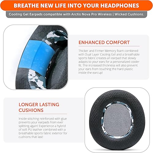 Miniatura 4 de WC Freeze Nova Pro Wireless - Almohadillas híbridas de repuesto de gel de enfriamiento de tela para Steelseries Arctis Nova Pro Wireless por Wicked