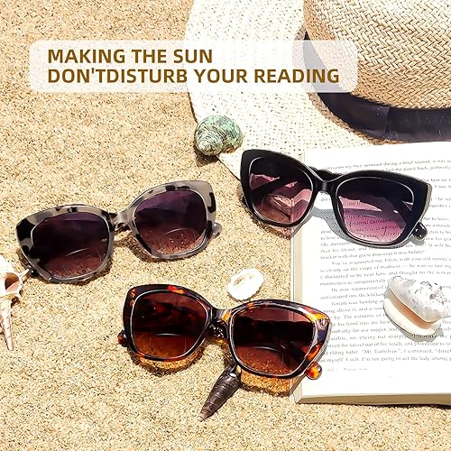 Miniatura 2 de LADEESSE Lentes de sol bifocales para mujer, diseño de ojo de gato, con estilo, paquete de 3 lentes de lectura con aumento UV400 +1.0