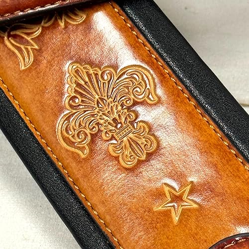 Miniatura 5 de Walker And Williams GB-23 - Correa de guitarra acolchada con diseño de flor de Lis y cadena francesa para guitarras acústicas, eléctricas y bajas