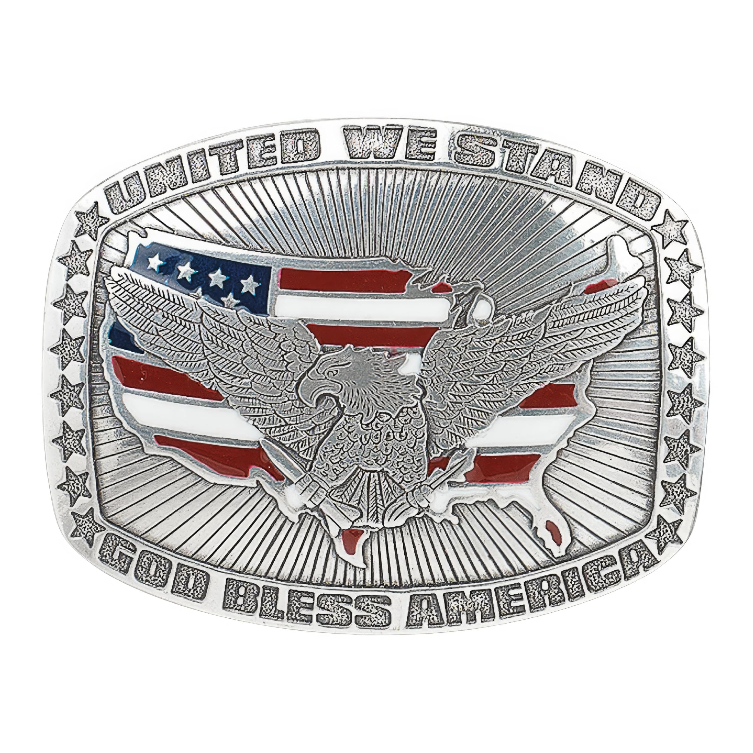 Crumrine Men's Patriotic USA Eagle Buckle with 'United We Stand' and 'God Bless America' Engravings