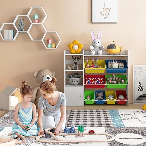 Miniatura 7 de Xilingol Organizador de Almacenamiento de Juguetes para Niños, Organizadores de Juguetes de 4 Niveles con 8 Contenedores de Almacenamiento
