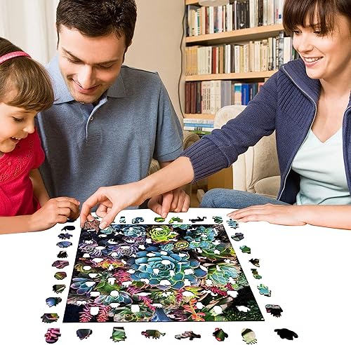 Miniatura 7 de Mys Aurora Rompecabezas de madera para adultos, caja de regalo única de rompecabezas con forma de suculenta, 200 piezas, hermosos juegos divertidos