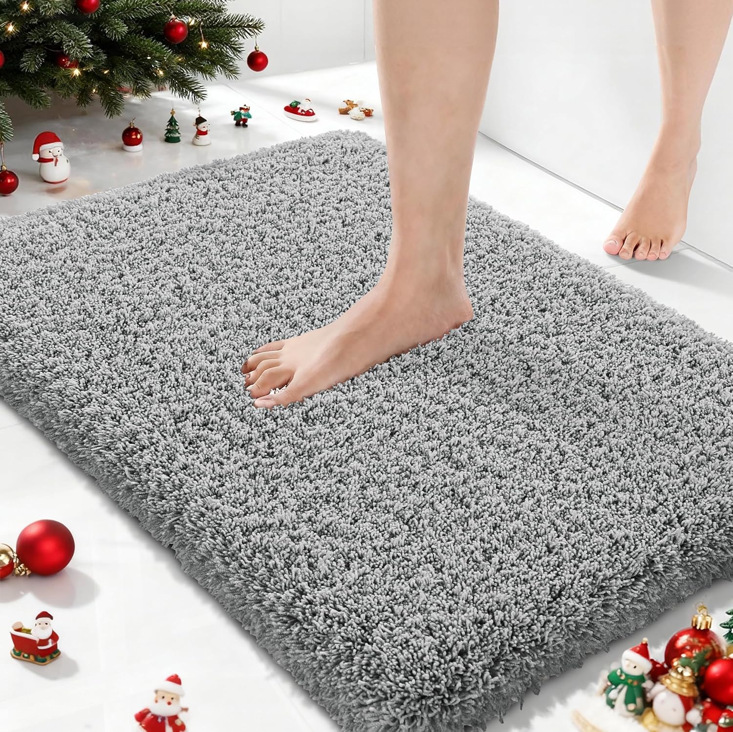 SIMILAR TO Bath Rugs for Bathroom 32x20, Ultra Soft and Water Absorbent Bath Mats, Non Slip Plush Shower Rugs, Microfiber Thick Matts for Bathroom Floor/Tub, Machine Washable, Pure Gray Pure Gray 32" x 20"