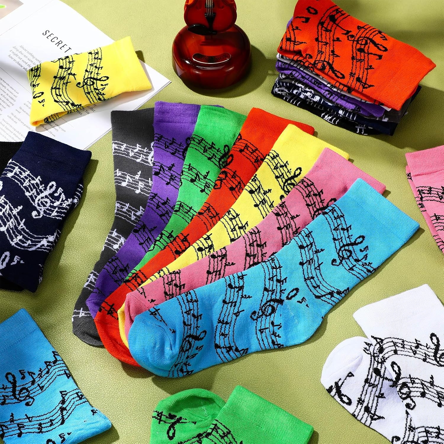 10 Pairs Music Socks Music Lover Gifts Funny Stave Musical Notes Socks for Men Women Teachers Christmas Gift - Image 6