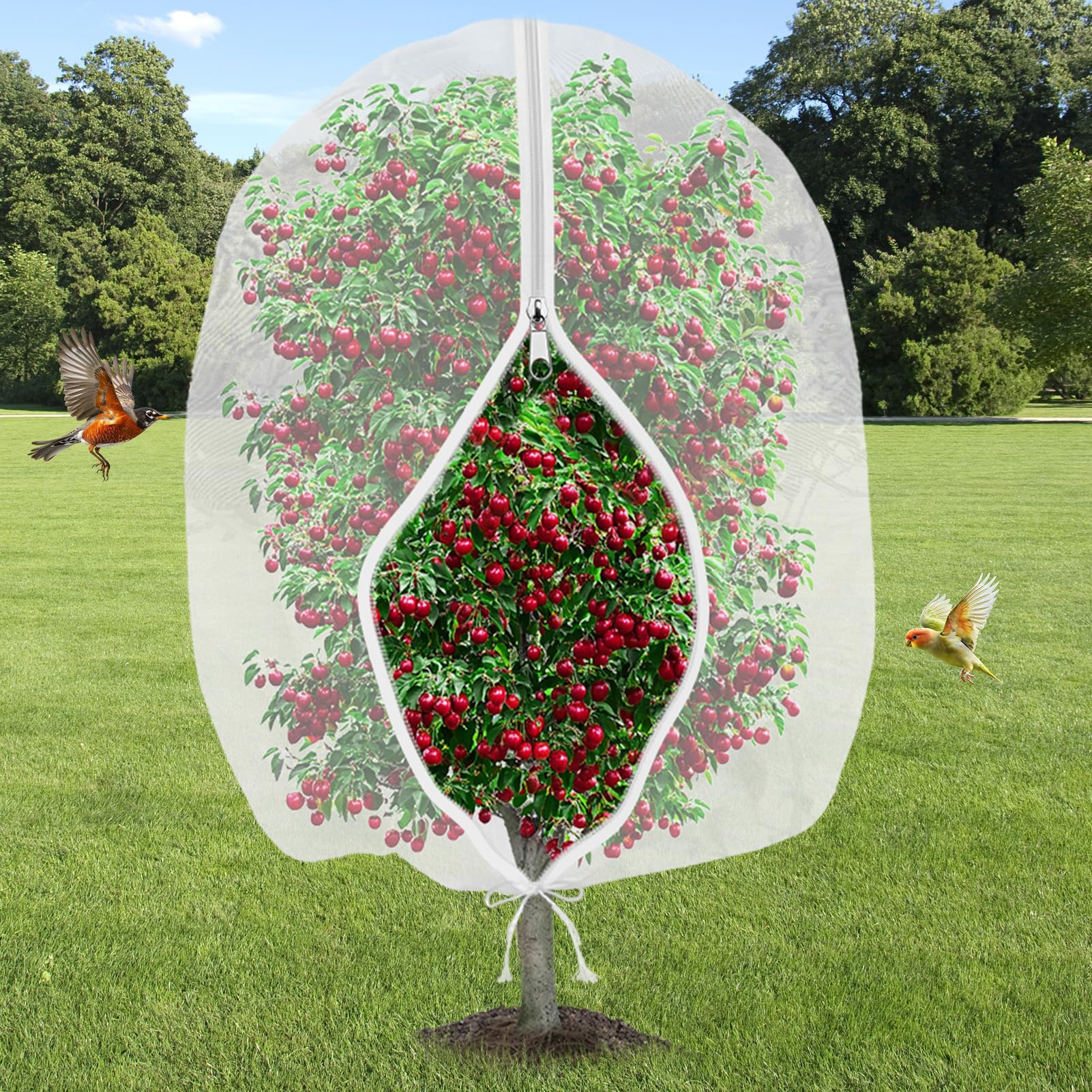 Fruit Tree Netting Bird Protection With Zipper, 140x180cm 4.6x6ft Fruit Nettings Fine Mesh Bird Friendly Garden Netting For Veg Patch Small Bush Vegetables Cherry Blueberry Strawberry Netting