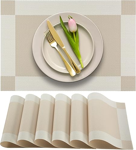 More Décor - Manteles individuales para mesa de comedor, lavables, resistentes al calor, de vinilo, para comedor y cocina, antideslizantes, juego de disponible en Yaxa Costa Rica