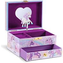 CRAZE Girls Musical Jewellery Box, Unicorn Model, Music Box with Removable Drawer, Velvet Interior, Mirror and Rotating Unicorn