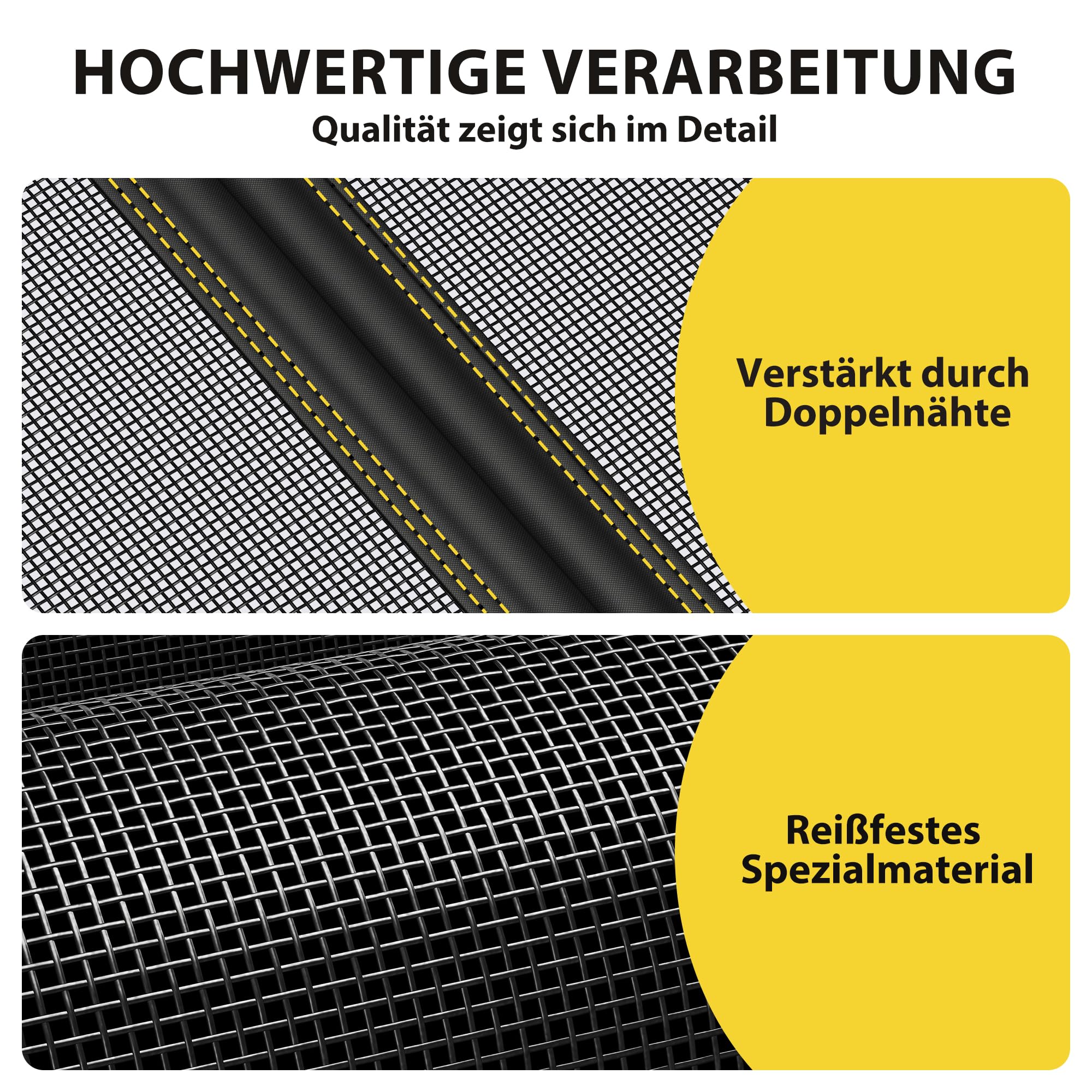 fowong Magnet Fliegengitter Balkontür bis 5 Jahre – Extra dickes 250 g/m² Haustier-Gewebe, kratzfestes Spezialgewebe für Haustiere – Ideal für Terrassentür & Schiebetür Schwarz, 70x210cm