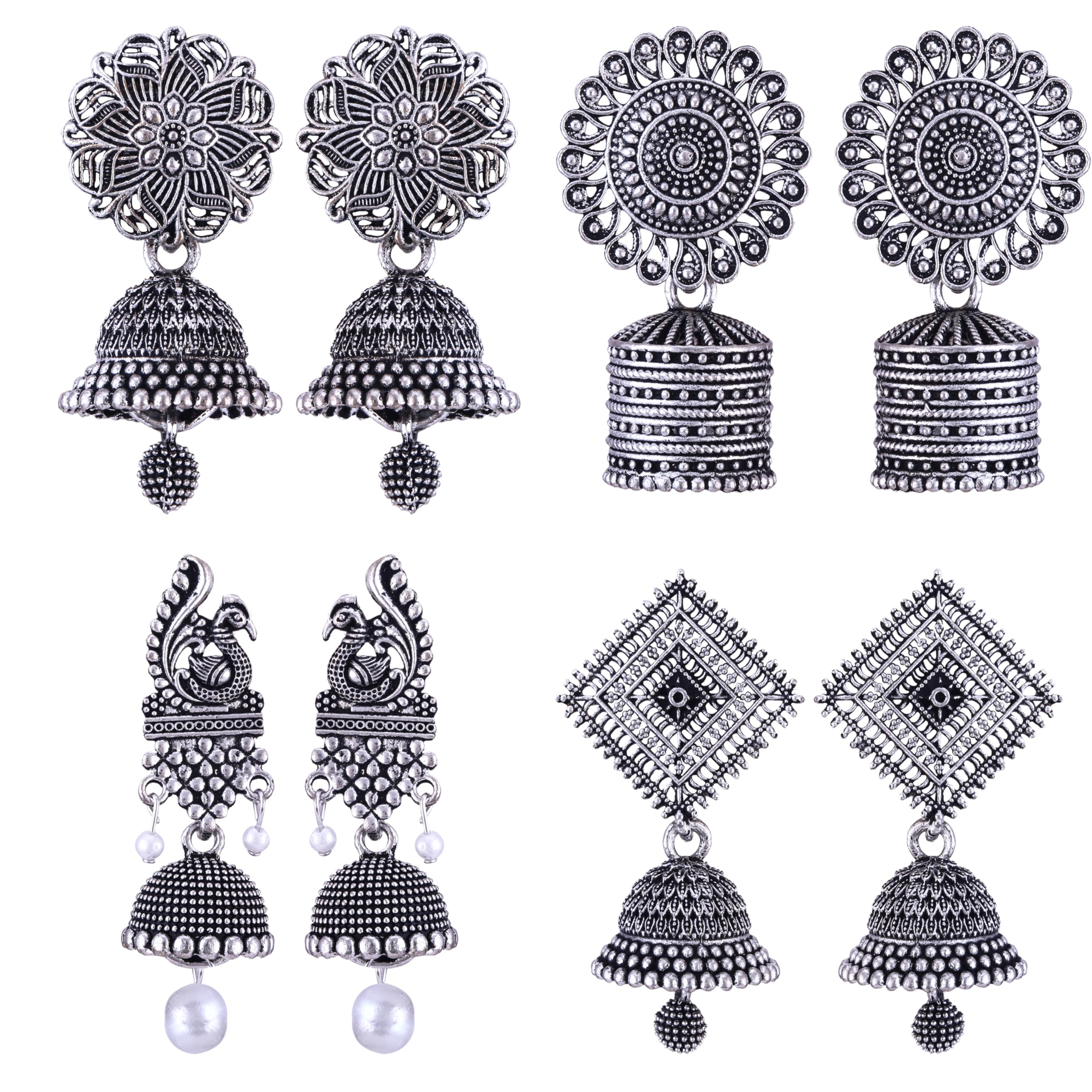 MEENAZ earrings for women fashion jhumka oxidised Silver Earrings for women Combo chandbali pearl chandbali stylish jhumkas traditional Earrings For girls South indian traditional Ear Rings -M120 (B0CLYDWDTD) Amazon Price History, Amazon Price Tracker