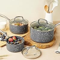 Vista 10 de Saucepan Set, Nonstick 2Qt & 3Qt Sauce Pans with Lids, Small Pot with Lid - Natural Granite, Grey