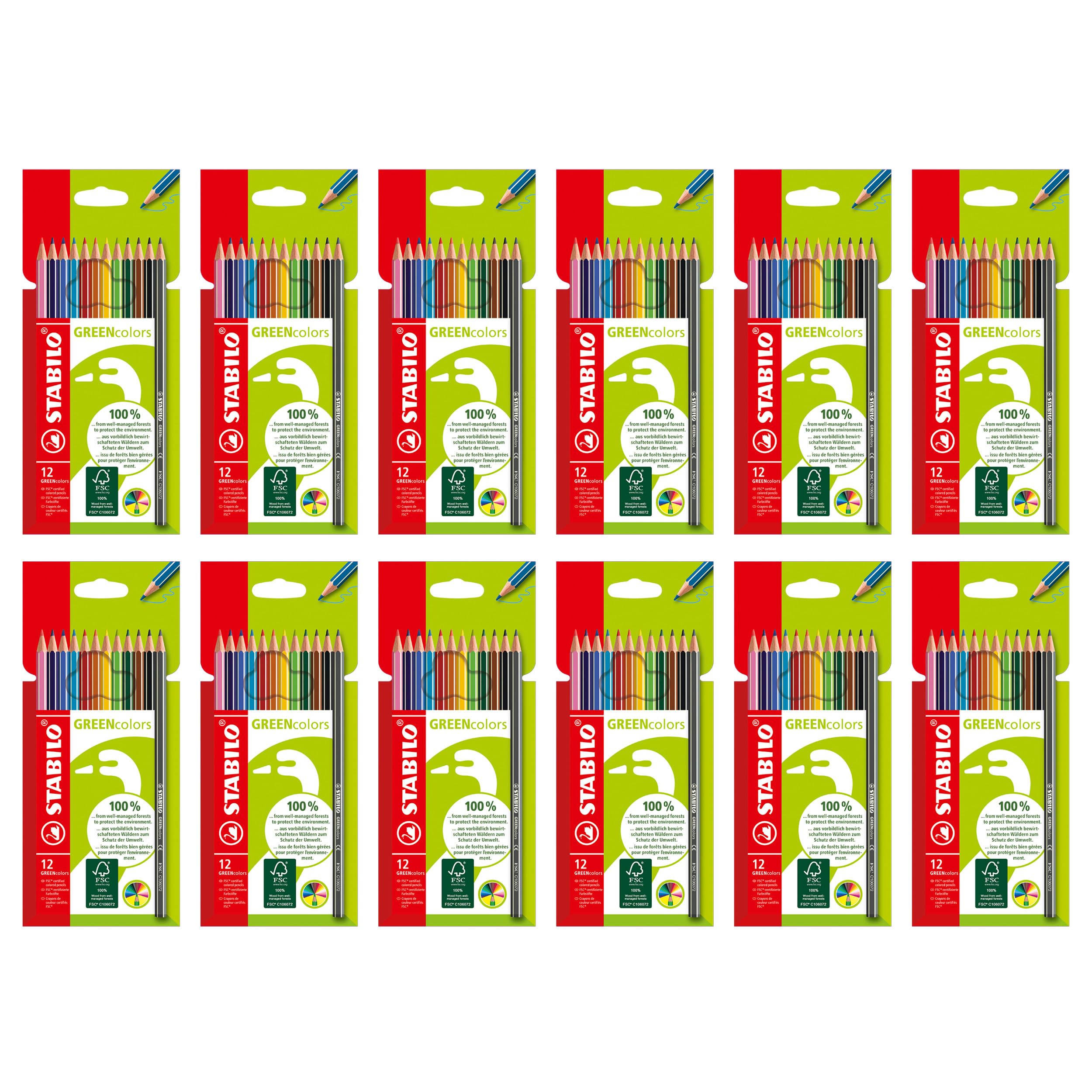 STABILO - Umweltfreundlicher Buntstift - GREENcolors - 12x 12er Pack