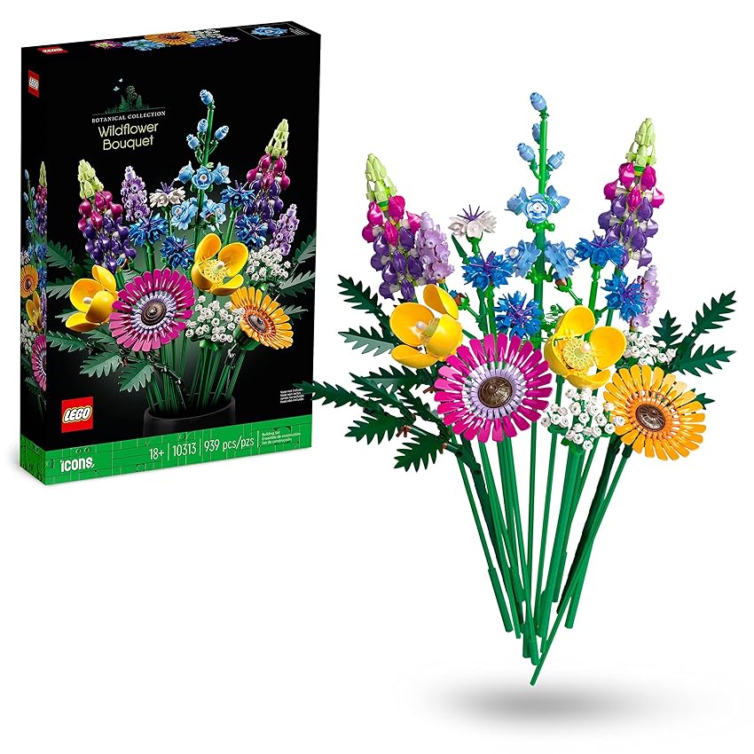 Immagine del prodotto LEGO 10313 Icons Bouquet Fiori Selvatici Finti con Papaveri e Lavanda Artificiali, Idee Regalo per Uomo o Donna, per Moglie o Marito, Botanical Collection, Modellismo e Hobby Creativi per Adulti