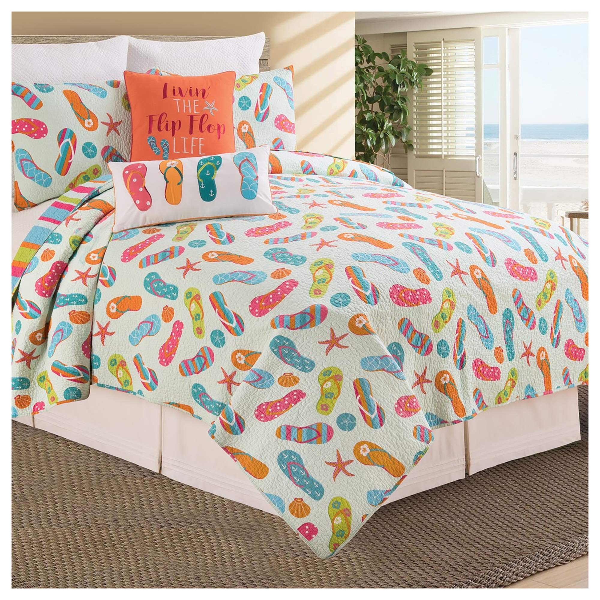 Parure de lit King Size Tongs Tropical en pur coton de qualité supérieure