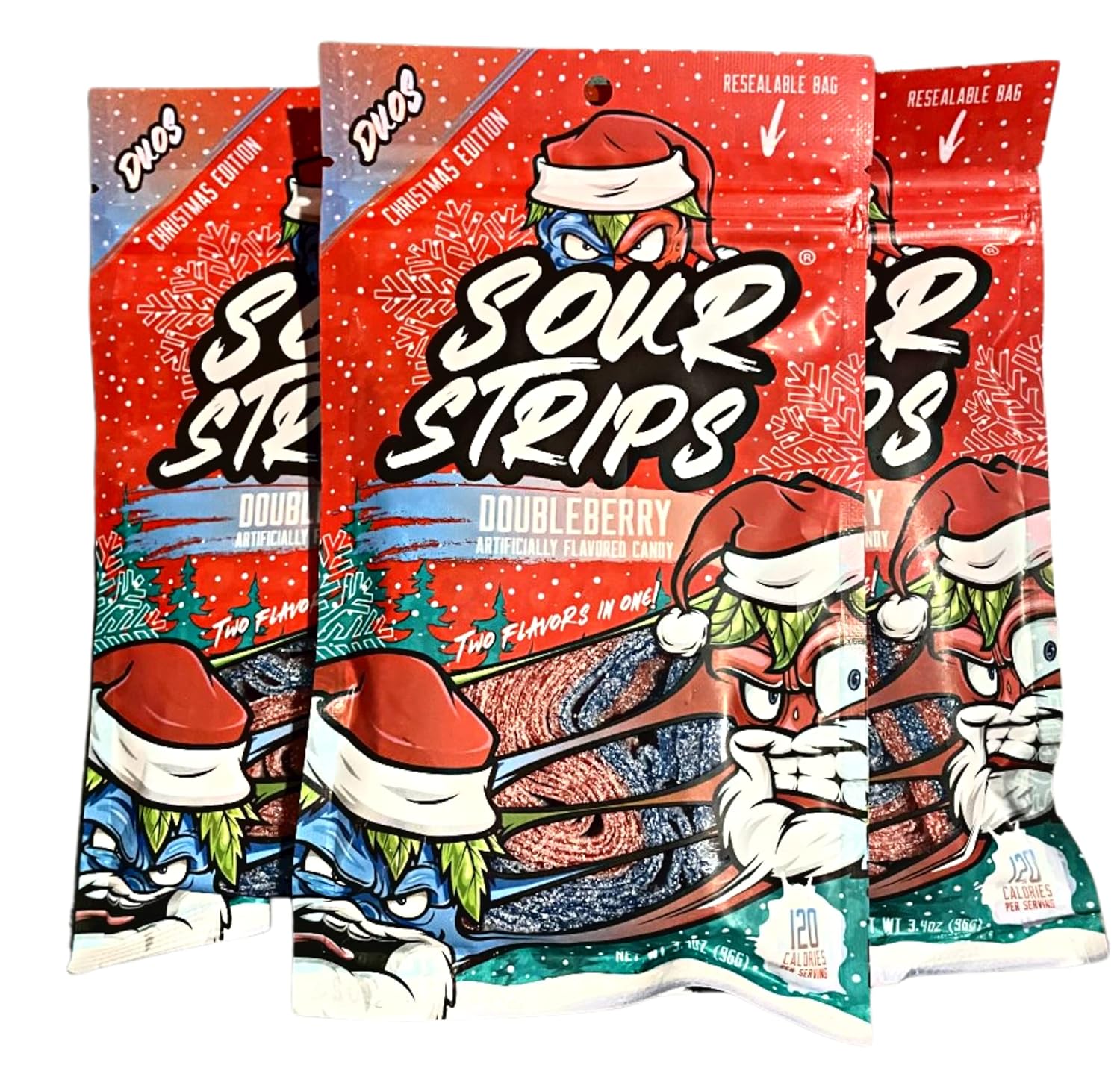 Sour Strips Doubleberry Sour Strip CandyTwo Flavors in