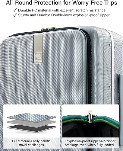 Vista 4 de Hanke Maleta de mano de 16, 20, 24, 26 pulgadas, parte superior de equipaje, marco de aluminio abierto, maletas con ruedas, equipaje de viaje