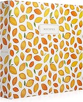 Jot & Mark Lemon Twist 8.5x11 Recipe Binder: Sturdy 3-Ring Organizer w/ Spill-Proof Sleeves, 30 Dual-Sided Pages & Tabbed Dividers
