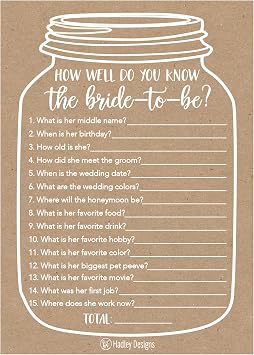 Bridal Shower Games for 25 Guests How Well Do You Know the Bride Game