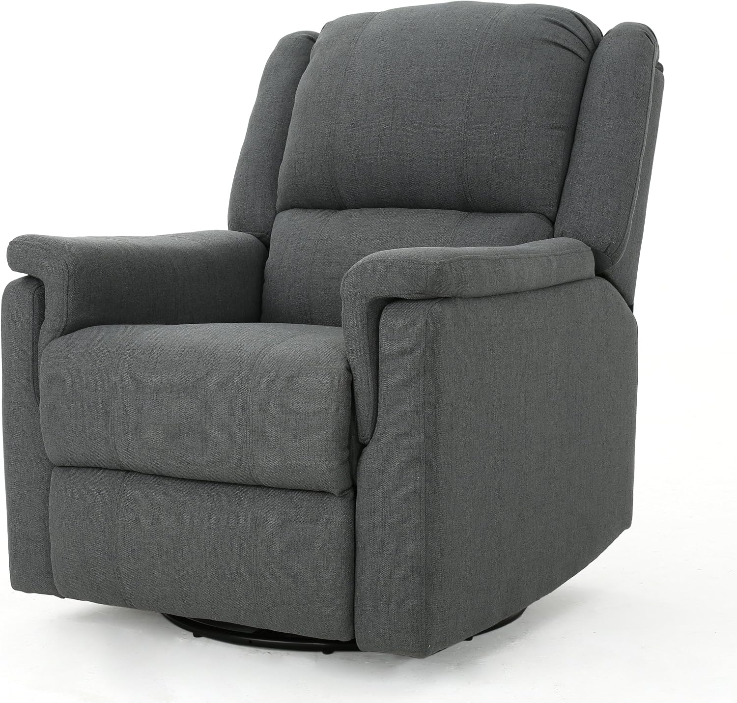 GDFStudio Jemma Tufted Fabric Swivel Gliding Recliner Chair (Charcoal)