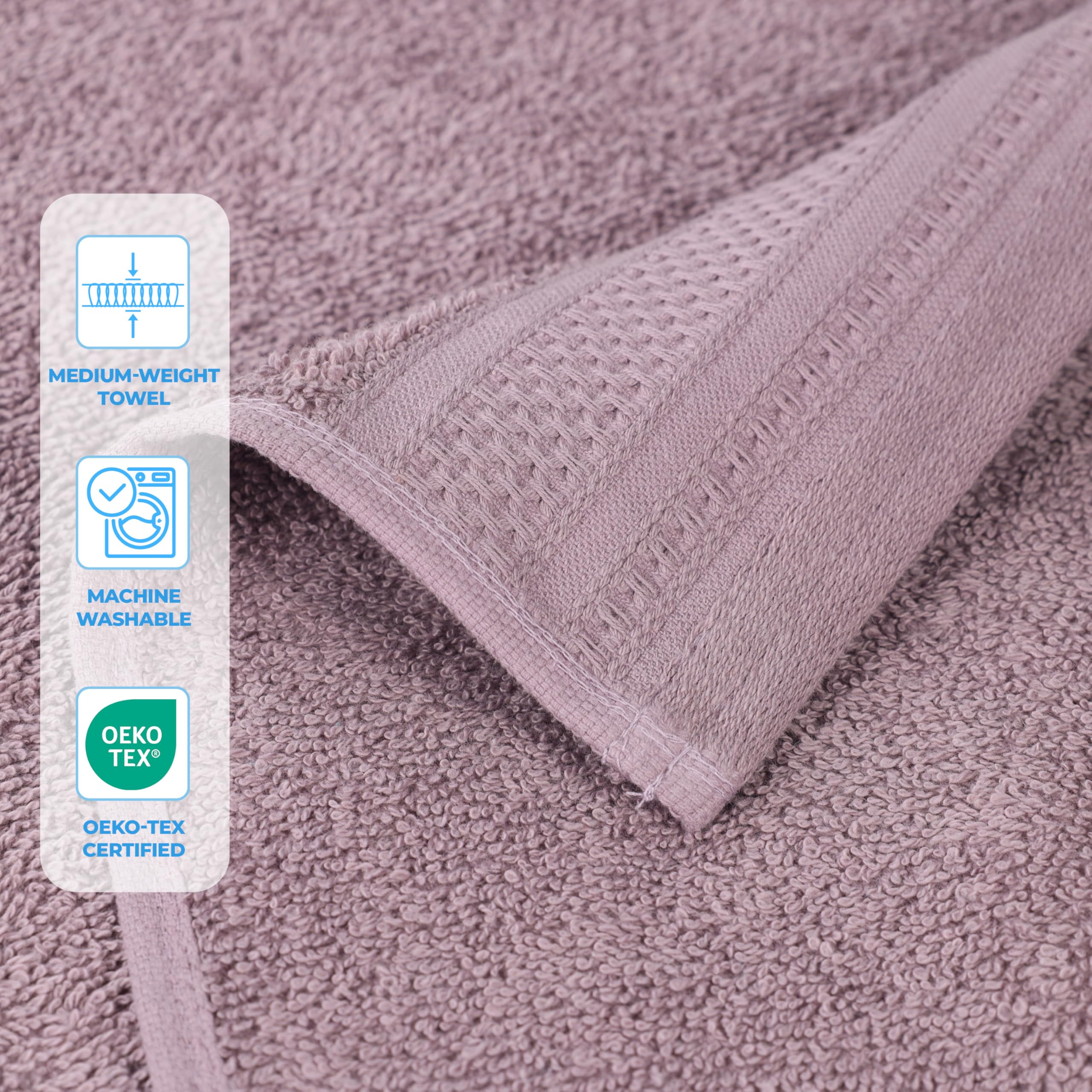 SUPERIOR Asciugamani Jacquard a Nido d'Ape in Cotone 100%, Nebbia Marina, 12 PC Set