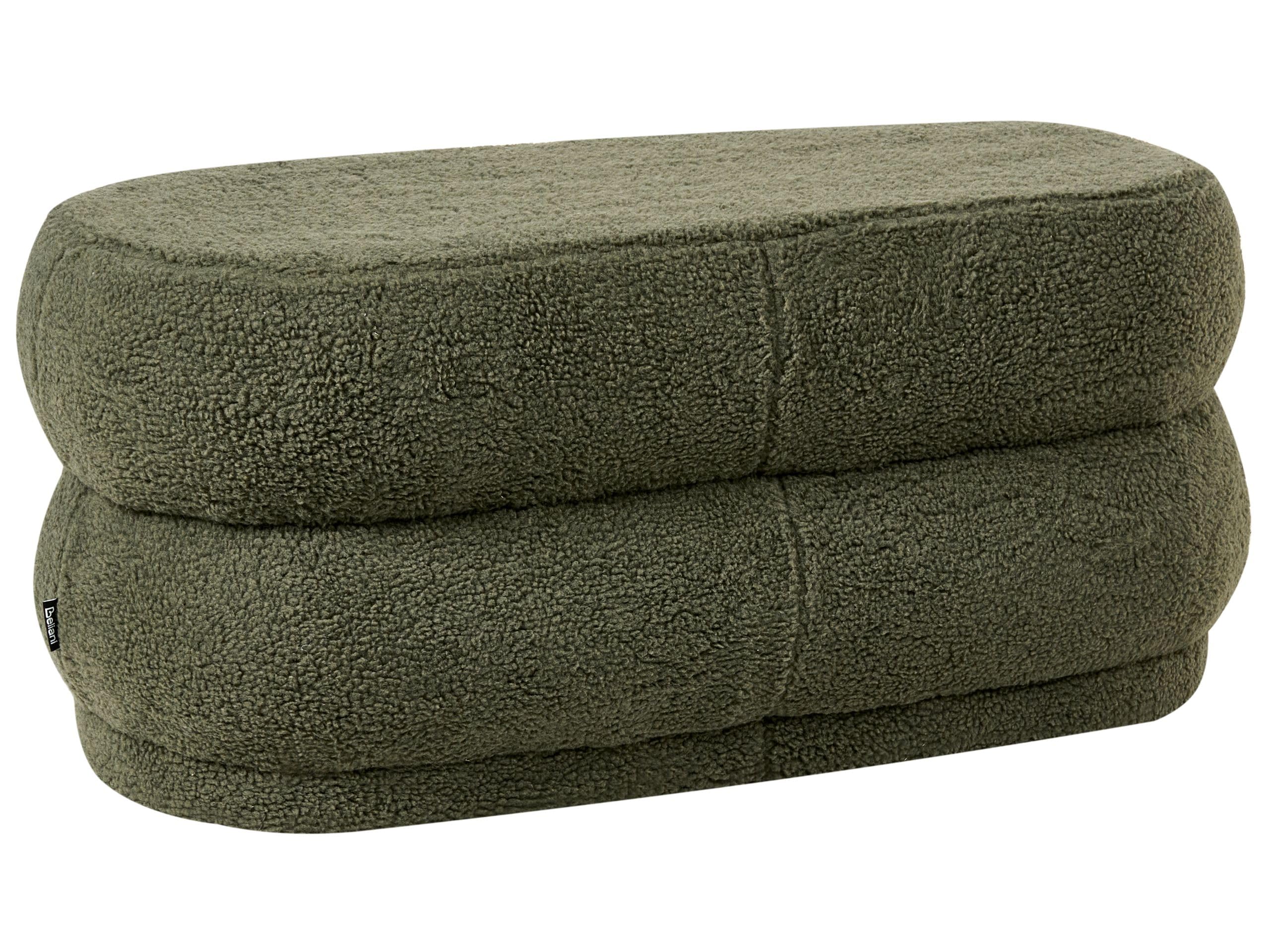 Banc Rembourré Moderne Tabouret d'Appoint Bouclé Vert Ellendale