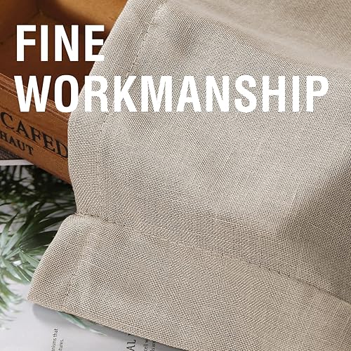 Miniatura 5 de H.VERSAILTEX Cortinas de lino natural de 63 pulgadas de largo para sala de estar, 2 paneles con trabillas traseras y bolsillo, texturizadas,