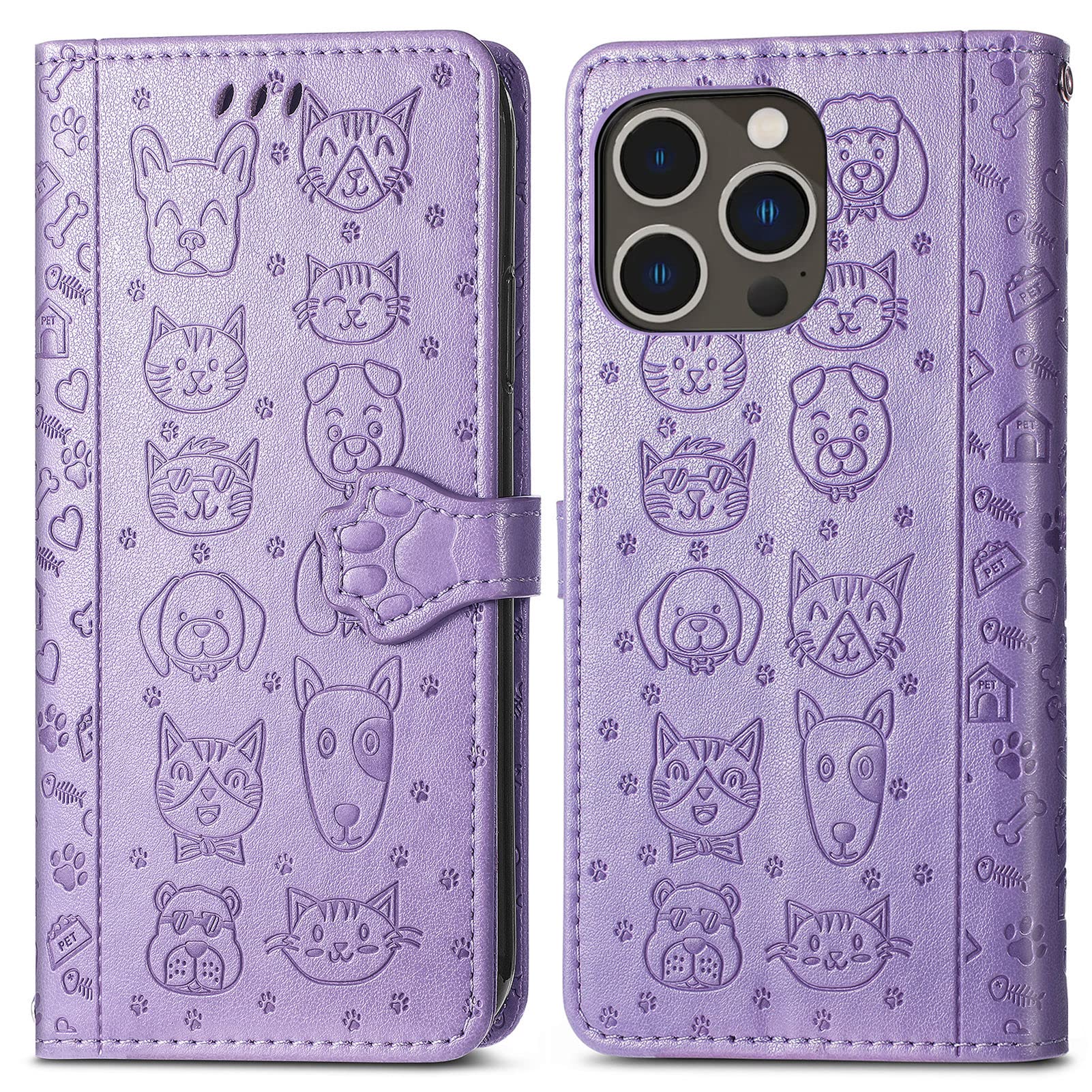 ChoosEU Cover per iPhone 14 Pro Custodia in Pelle Portafoglio Flip Case Elegante Disegni Antiurto Protettiva per Ragazze Donne Cover a Libro Stand per iPhone 14 Pro - Ragazza
